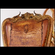 Fauteuil PC - Crocodile Master - Regal throne with alligator skin upholstery and horn decorations - Pacific Compagnie.