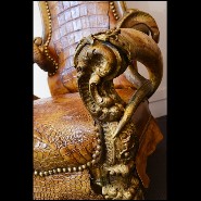 Fauteuil PC - Crocodile Master - Elegant seating featuring natural alligator skin and real horn embellishments - Pacific Compagn