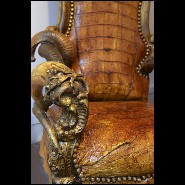 Fauteuil PC - Crocodile Master - Luxurious throne with handcrafted alligator skin and horn accents - Pacific Compagnie.