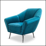 Fauteuil 162 - Tomy - Elegant velvet fabric armchair in aqua blue with sleek Abhika-Tomy style - Pacific Compagnie.