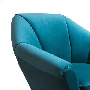 Fauteuil 162 - Tomy - Satinated feet aqua blue velvet armchair for modern living - Pacific Compagnie.
