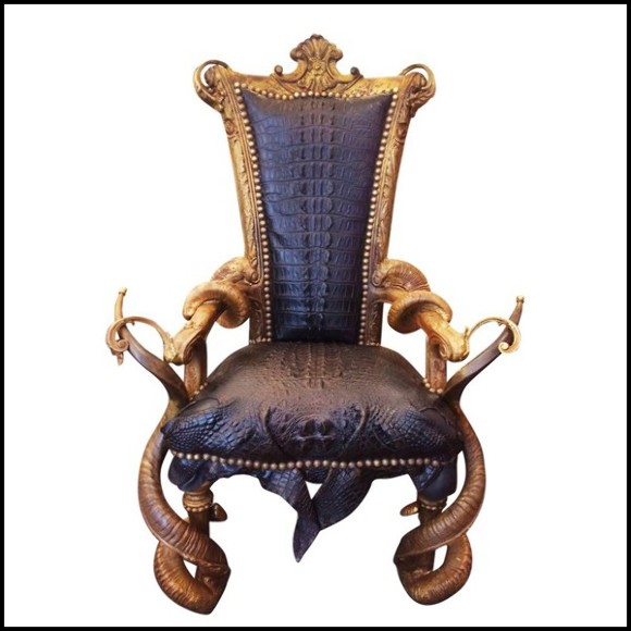 Fauteuil PC - Croco Black Horns, cornes - Pacific Compagnie.