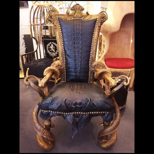 Fauteuil PC - Croco Black Horns, cuir - Pacific Compagnie.