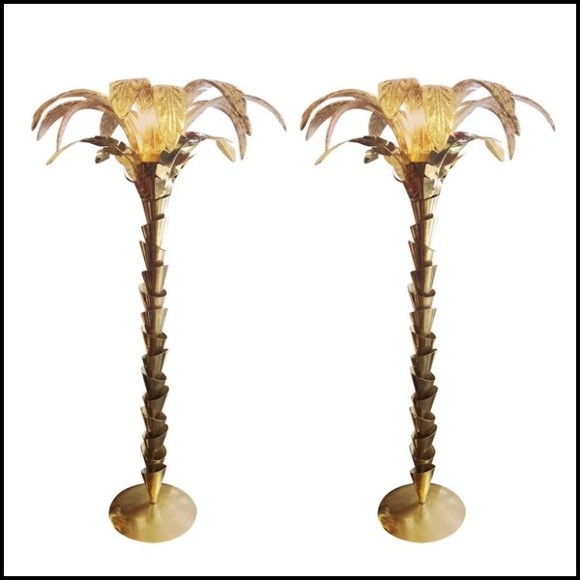 Set of 2 Floor Lamp PC- Gilded Murano Glass