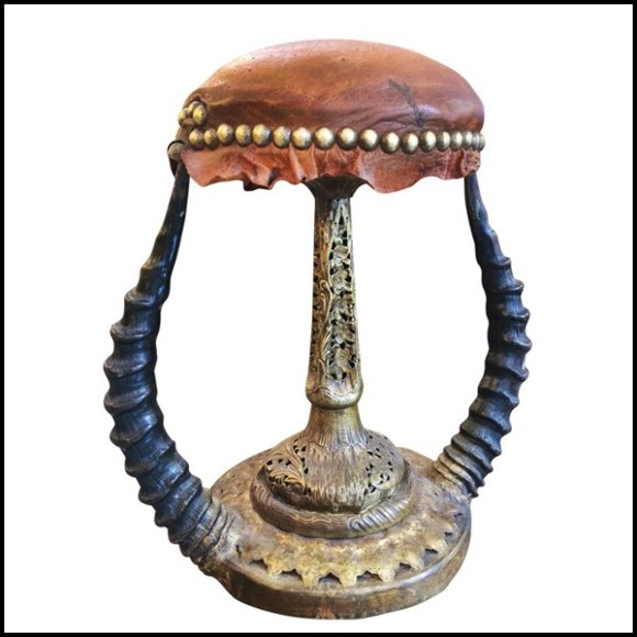 Stool PC- Ostrich with Topi Horns