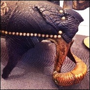 Armchair with black crocodile skin real horns in bronze finish PC-Crocodile Black Sharp
