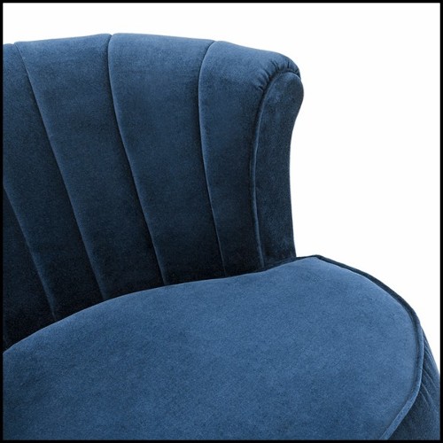 Armchair with blue velvet or red velvet fabric with gold finish round frame 162-Blue Wing Right