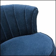 Fauteuil avec tissu velours bleu ou velours rouge avec contour de base finition gold 162-Blue Wing Right