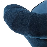 Armchair with blue velvet or red velvet fabric with gold finish round frame 162-Blue Wing Right