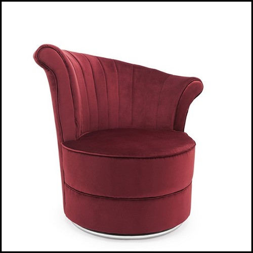 Armchair with blue velvet or red velvet fabric with gold finish round frame 162-Blue Wing Right