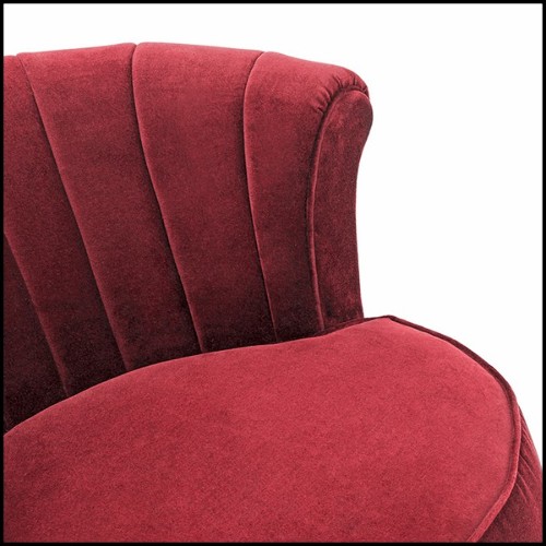 Armchair with blue velvet or red velvet fabric with gold finish round frame 162-Blue Wing Right