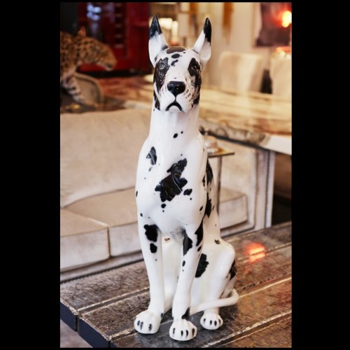 Sculpture en céramique peinte à la main 162-Danish Dog