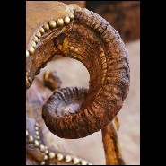 Chest of drawers with real crocodile skin real horns and amethyst stones PC-Crocodile and Amethyst