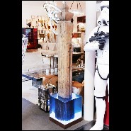 Sculpture d'une colonne d'amarrage du Palais du Doge Pietro Grimani avec base en résine cristal éclairé PC-Mooring Venezia