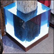 Sculpture d'une colonne d'amarrage du Palais du Doge Pietro Grimani avec base en résine cristal éclairé PC-Mooring Venezia