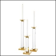Lot de 3 bougeoirs en verre cristal et finitions en Gold 24-Santas Candle