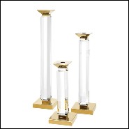 Lot de 3 bougeoirs en verre cristal et finitions en Gold 24-Santas Candle