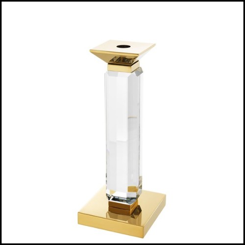 Lot de 3 bougeoirs en verre cristal et finitions en Gold 24-Santas Candle