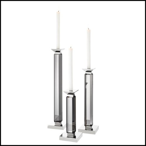 Lot de 3 bougeoirs en verre cristal et finitions en Gold 24-Santas Candle