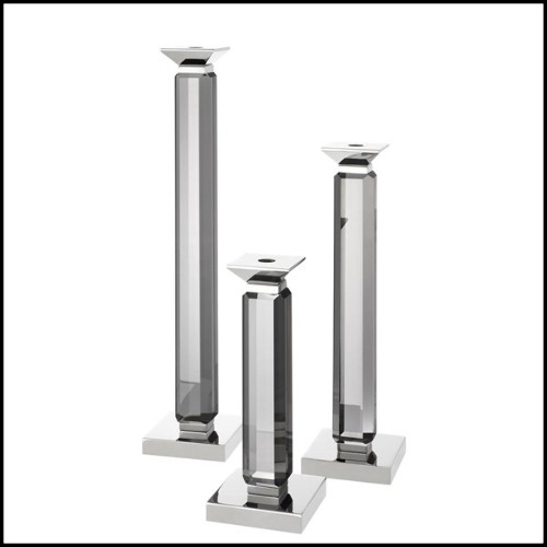 Lot de 3 bougeoirs en verre cristal et finitions en Gold 24-Santas Candle