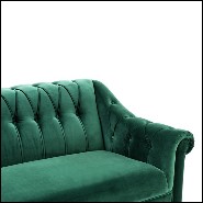 Sofa with structure in solid wood and Cameron green fabric on brown legs 24-Hassefol Sofa