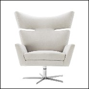 Armchair with solid wood structure and clarck sand fabric on nickel finish swivel base 24-Aurel Office Armchair