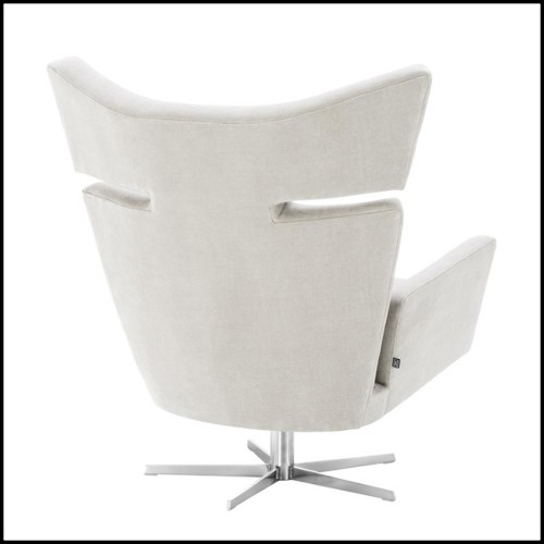 Armchair with solid wood structure and clarck sand fabric on nickel finish swivel base 24-Aurel Office Armchair
