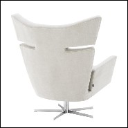 Armchair with solid wood structure and clarck sand fabric on nickel finish swivel base 24-Aurel Office Armchair