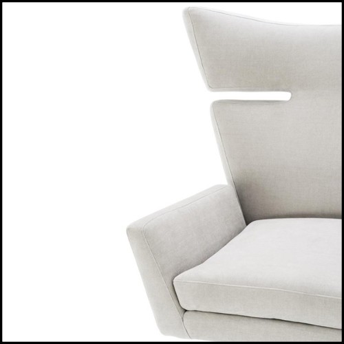 Armchair with solid wood structure and clarck sand fabric on nickel finish swivel base 24-Aurel Office Armchair