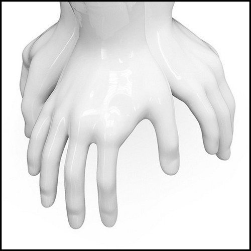Vase en céramique blanche avec ongles blancs ou rouges 162-Three Hands