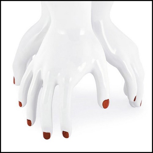 Vase in white ceramic with white or red nails162-Three Hands