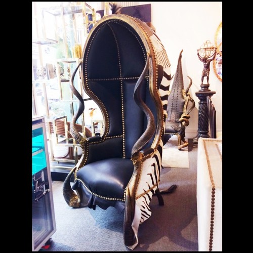 Fauteuil couvert avec véritable peau de zèbre de Burchell avec cornes naturelles véritables PC-Zebra Black