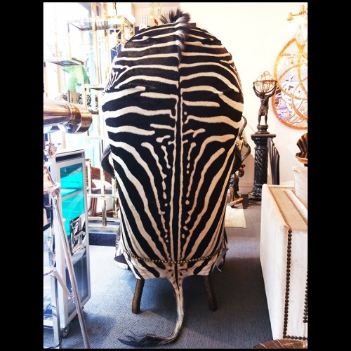 Fauteuil couvert avec véritable peau de zèbre de Burchell avec cornes naturelles véritables PC-Zebra Black