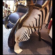 Fauteuil couvert avec véritable peau de zèbre de Burchell avec cornes naturelles véritables PC-Zebra Black
