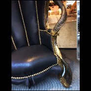 Fauteuil couvert avec véritable peau de zèbre de Burchell avec cornes naturelles véritables PC-Zebra Black