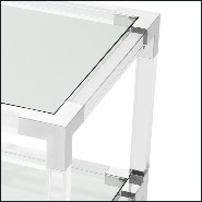 Table d'appoint en acier inoxydable poli avec acrylique transparent et plateau en verre clair 24-Princess Side Table