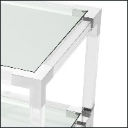Side table with structure in polished stainless steel and clear acrylic and clear glass tray 24-Princess Side Table