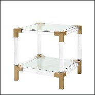 Table d'appoint en acier inoxydable poli avec acrylique transparent et plateau en verre clair 24-Princess Side Table
