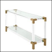 Console avec structure finitions laiton brossé acrylique transparent et plateau en verre clair 24-Princess Console