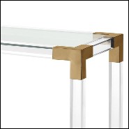 Console avec structure finitions laiton brossé acrylique transparent et plateau en verre clair 24-Princess Console