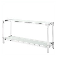 Console avec structure finitions laiton brossé acrylique transparent et plateau en verre clair 24-Princess Console