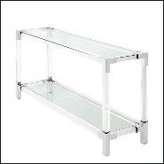 Console with structure in brushed brass finish clear acrylic and clear glass tray 24-Princess Console