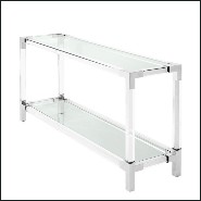Console avec structure finitions laiton brossé acrylique transparent et plateau en verre clair 24-Princess Console
