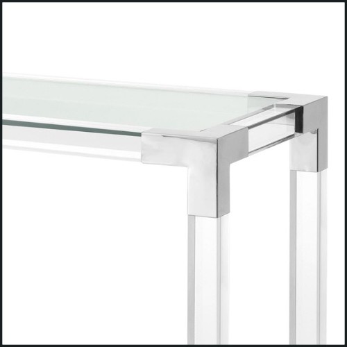 Console avec structure finitions laiton brossé acrylique transparent et plateau en verre clair 24-Princess Console