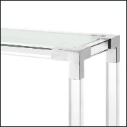 Console avec structure finitions laiton brossé acrylique transparent et plateau en verre clair 24-Princess Console