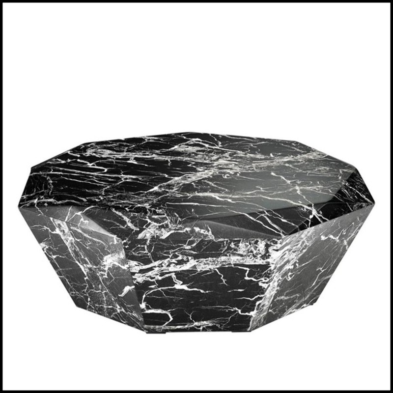 Coffee table with structure in black resin marble 24-Sena Cuadra Coffee Table