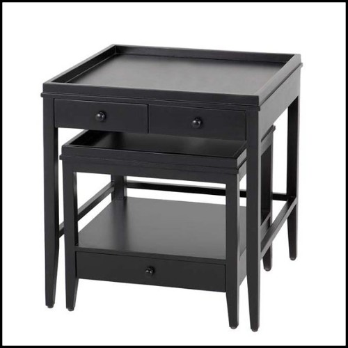 Side table with structure in solid mahogany wood in black finish 24-Boomer Side Table
