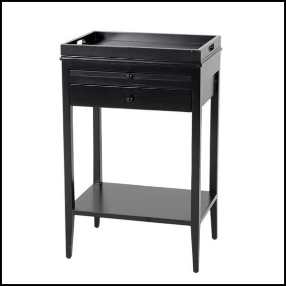 Table d'appoint avec structure en bois d'acajou massif finition Black 24-Blaster Side Table