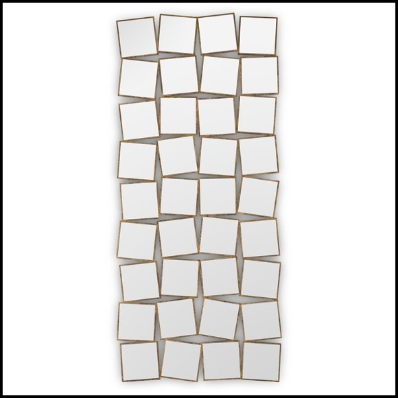 Mirror with hand painted solid wood frame in gold painting with mirror glass 119-36th Squares