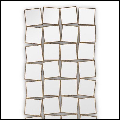 Mirror with hand painted solid wood frame in gold painting with mirror glass 119-36th Squares